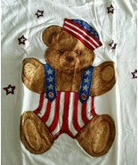 Hand Painted TShirt Country Teddy Bear with Patriotic Suspenders/Hat-Gol... - $18.97 CAD