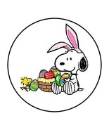 30 Easter Snoopy Envelope Seals Labels Stickers 1.5&quot; Round Eggs Woodstock - £5.86 GBP