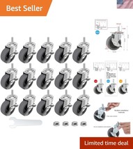 16-Pack Heavy Duty 3&quot; Locking Swivel Casters with Brake - Smooth, Silent... - $1,597.12 MXN