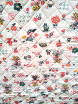 Darling Vintage Colorful Handsewn Children &amp; ABC&#39;s Graphic Baby Quilt 41x48 - £22.12 GBP