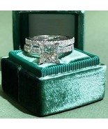 3 Ct Princess Simulated Diamond Solitaire Bridal Ring Set 14K White Gold... - £118.03 GBP
