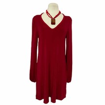 Michael Stars Long Sleeve Cold Shoulder Red Shift Dress Women&#39;s Size S - £27.69 GBP