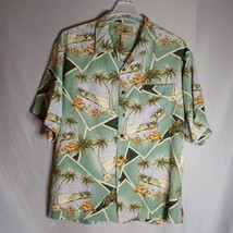 Seven Palm 100% Silk Hawaiian Button Down Short Sleeve Men&#39;s Shirt Size XL - £27.54 GBP