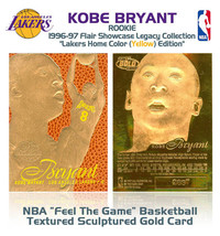 1996 Kobe Bryant Feel The Game Flair 23K Gold Rc Home Court Yellow Jerssy Card - £19.51 GBP