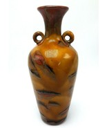 Vintage Iridescent Glazed Vase Art Pottery Signed Orange Red Gold China ... - $582.37 MXN