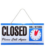 2 sided OPEN &amp; CLOSED Hanging Door Window SIGN w Adjustable CLOCK HILLMA... - $416.85 MXN
