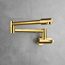 Gold Wall Mount single cold Water Pot Filler Kitchen faucet Double Joint Spout - £71.21 GBP