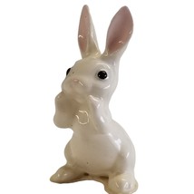 Hagen Renaker Miniature Rabbit Figurine Papa Bunny Pink Ears White Rabbit Figure - $16.94