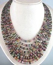 Natural Multi Colour Tourmaline 756 Cts Faceted Round Beads Gemstone Necklace - £1,632.68 GBP