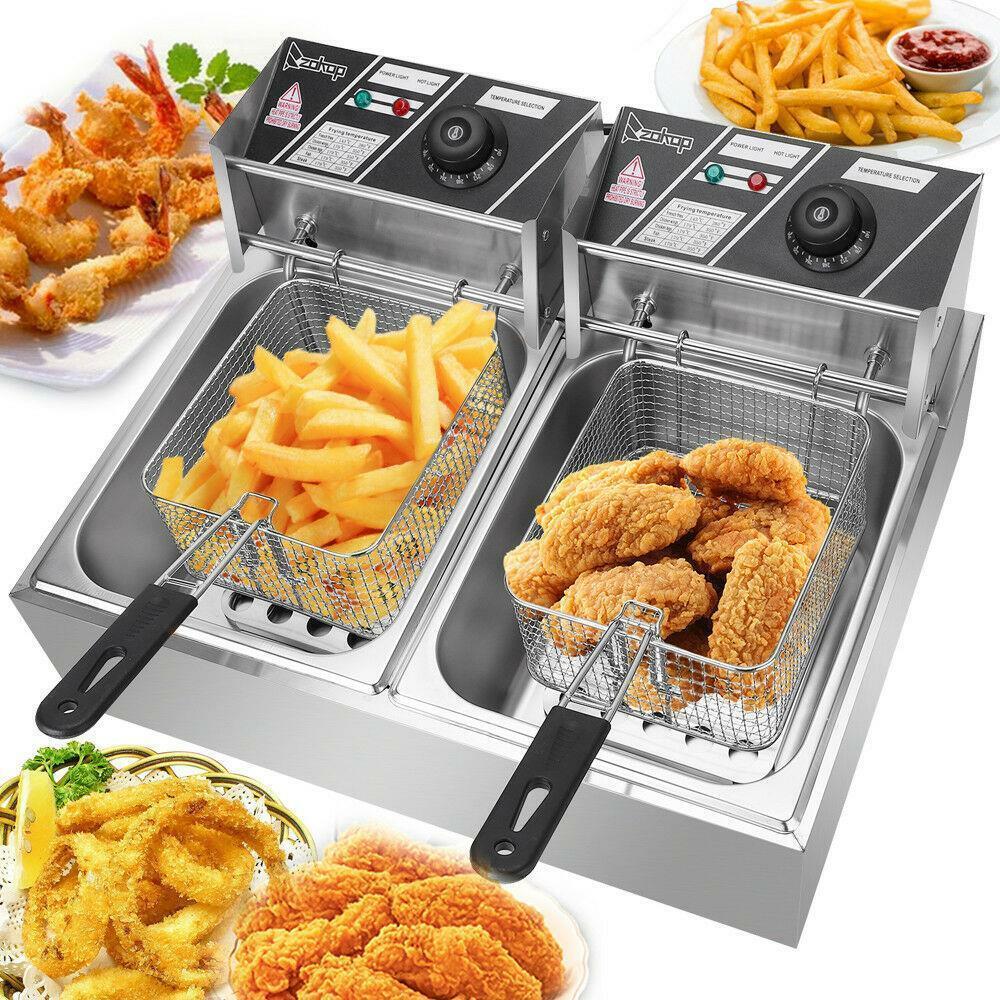 5000W 12L Electric Deep Fryer Dual Tank Commercial Restaurant Stainless Steel Us - $152.99