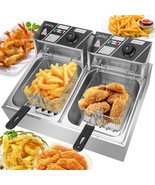 5000W 12L Electric Deep Fryer Dual Tank Commercial Restaurant Stainless ... - £122.29 GBP