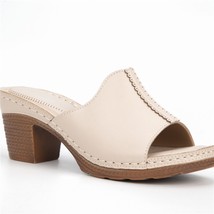 Mer new women s slippers lightweight pu leather shoes 7cm block heel mules elegant pink thumb200