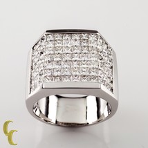 14.00 carat Invisible Setting Diamond 18k White Gold Men&#39;s Plaque Ring - $13,721.80