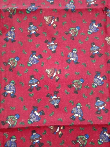 Primary image for Christmas Fabric, Snowman on Red 1/2 yd, Cotton Holiday Crafts & Masks