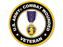 ARMY COMBAT WOUNDED VETERAN PURPLE HEART MEDAL  MILITARY STICKER DECAL - £19.54 GBP