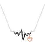 1/4 Carat Round Black Moissanite Heartbeat Pendant Necklace for Women in... - $62.00