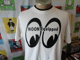 Vintage 90&#39;s Moon Eyes Equipped hot rod double sided T Shirt L - £38.87 GBP