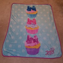 JoJo Siwa Blue Cupcake Fleece Blanket Lap Throw Pink 2018 Nickelodeon 50x65 - £16.69 GBP