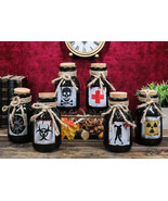 Pack Of 6 Ceramic Magic Voodoo Apothecary Mad Doctor Potion Bottles Props - £48.54 GBP