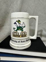 Vintage Notre Dame Fightin' Irish White, Yellow And Green Large Stein Mug USA - $26.18