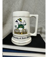 Vintage Notre Dame Fightin&#39; Irish White, Yellow And Green Large Stein Mu... - $35.91 CAD