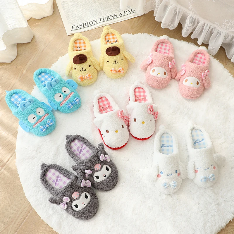 Cartoon Sanrio Kuromi Cinnamoroll Hello Kitty Pompompurin Plush Soft Slippers - £14.44 GBP