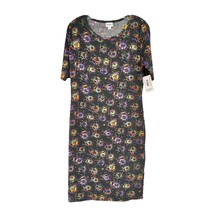 LuLaRoe Retired Julia Dress L Black with Multicolor Fllorals SS Form Fit... - £14.95 GBP