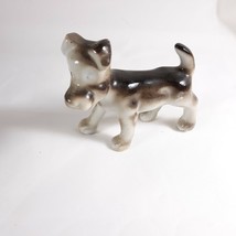 White Grey Dog Goofy Figurine Ceramic Vintage - £18.20 GBP