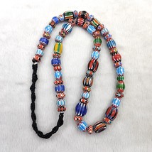 Multicolor Beads Chevrons African venetian Style Glass Beads Necklace 11-12mm - £34.88 GBP