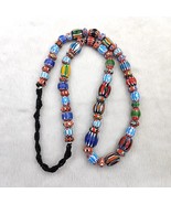 Multicolor Beads Chevrons African venetian Style Glass Beads Necklace 11... - £34.32 GBP