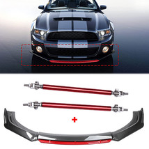 Carbon Front Bumper Lip Spoiler + Strut Rods For Ford Mustang GT Shelby ... - £70.61 GBP