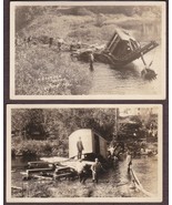 Union, Maine (2) RPPC 1920s Crane Accident on Georges River Photo Postcards - $53.90 CAD