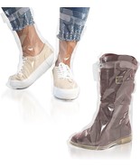 100-Pack 16x20&quot; Clear Disposable Shoe Covers, 4 Mil Waterproof Booties - £24.77 GBP