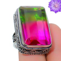 Bi-Color Tourmaline Gemstone 925 Silver Ring Handmade Jewelry Ring All Size - £5.86 GBP