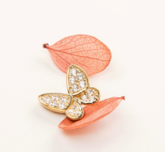 14ct Solid Gold Butterfly Fold Charm Pendant - 14K Au585, hanging, sparkle, gift - £101.04 GBP