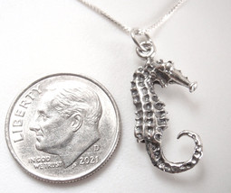 Small Spotted Seahorse 925 Sterling Silver Necklace ocean marine seashore beach - £10.06 GBP