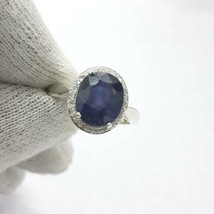 4.28 Ct Natural Blue Sapphire CZ 925 Sterling Silver Handmade Fine Woman Ring - £36.27 GBP