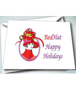 6 Red Hat Happy Holiday (CHRISTMAS) cards w/ envelopes 4 LADIES OF SOCIETY - $12.19