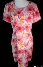 Valerie Dresses Pure Silk Dress 4 Floral Pink 100% Silk Lined Zip Back - £13.23 GBP
