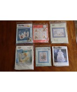 Lot of 6 Baby Cross Stitch Embroidery Announcement Saying Pillow Picture... - £22.54 GBP