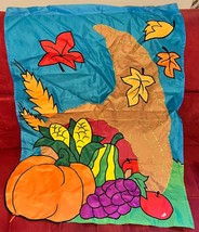 Vintage Bright Color Thanksgiving Fall Cornucopia Indoor Outdoor Flag 41... - £11.01 GBP