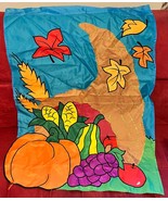 Vintage Bright Color Thanksgiving Fall Cornucopia Indoor Outdoor Flag 41... - £10.77 GBP