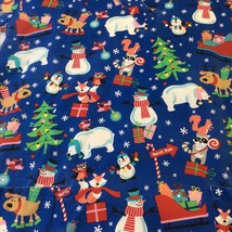 UA Scrub Top Christmas Size S Scrubs Blue North Pole Trees Snowman Cotto... - £11.63 GBP