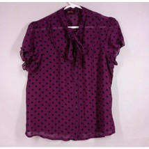 Rue 21 Women&#39;s Purple Blouse With Green Polka Dots Size Medium - £11.35 GBP