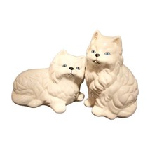 Vintage Persian Cats Long Hair Blue Eyes Set of 2 White Ceramic Figurines - £46.68 GBP
