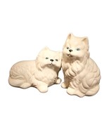 Vintage Persian Cats Long Hair Blue Eyes Set of 2 White Ceramic Figurines - £46.80 GBP