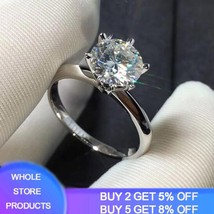 With Certificate Original 925 Silver Ring Luxury Brand 18K White Gold Solitaire  - £9.56 GBP