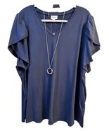 NWT LULAROE 3XL Solid Navy Blue Remi V-neck Tulip Sleeve Top - $702.33 MXN