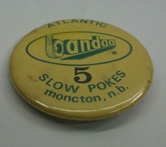 Atlantic Bandag Slow Pokes Moncton Oldtimers Hockey 2.5&quot; VTG Pinback Pin Button - £2.63 GBP