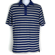 Foot Joy Mens Shirt Size Medium M Blue Striped Short Sleeve Polo Casual  - $28.94